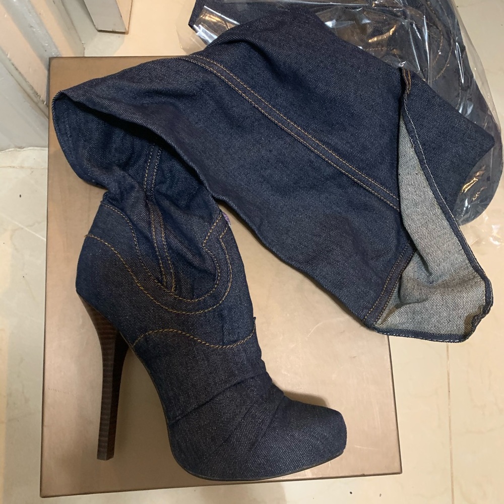 Denim boots